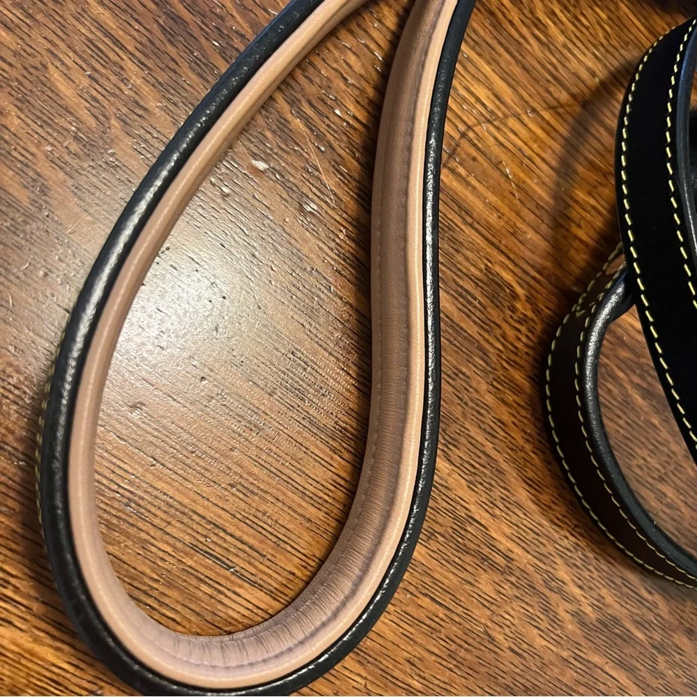 Soft Touch Leather Braided TwoTone Handle Dog Leash, black tan, 6ft NWOT